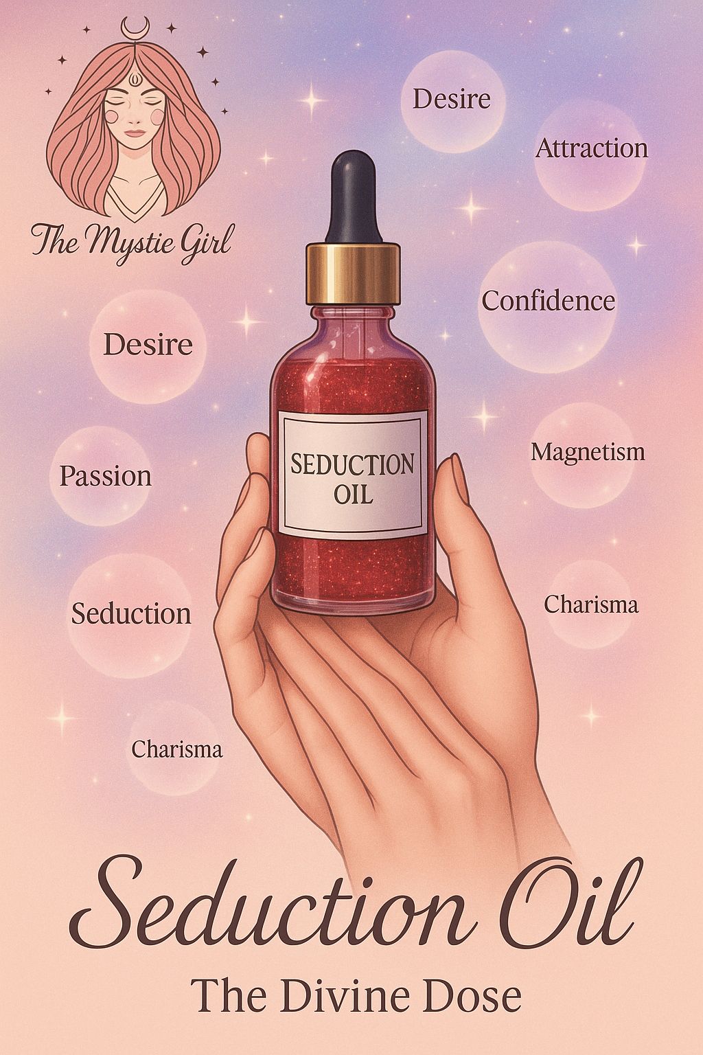 “Seduction Oil – Ignite Desire, Command Attention” Unleash your inner enchantress with every drop.