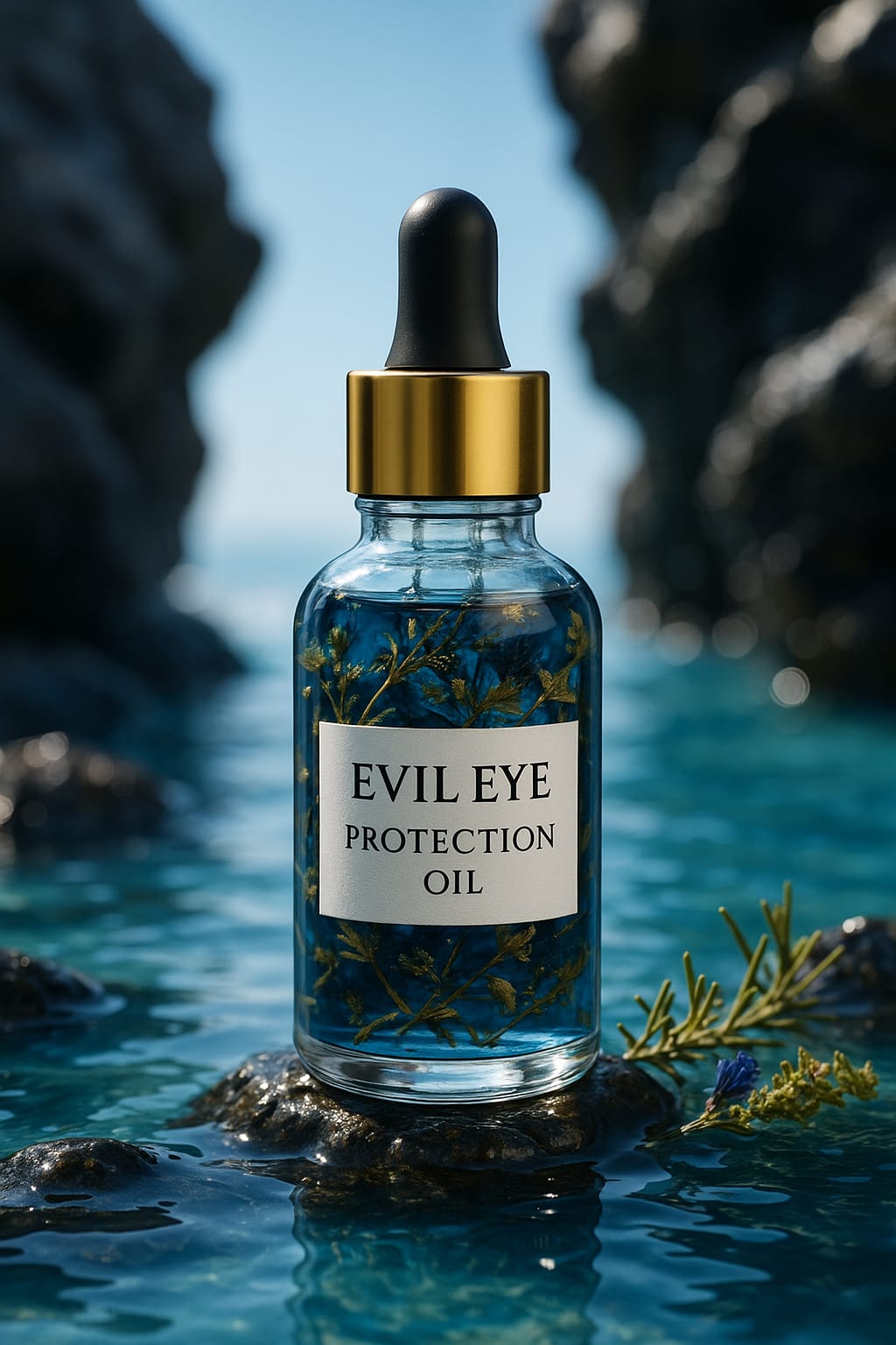 “Evil Eye Protection Oil – Shield Against the Unseen” A sacred elixir to guard your spirit from envy, jealousy, and ill intent.