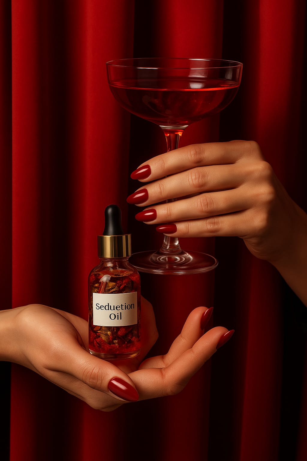 “Seduction Oil – Ignite Desire, Command Attention” Unleash your inner enchantress with every drop.