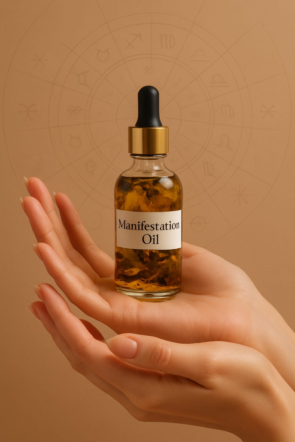 “Manifestation Oil – Align. Intend. Receive.” High-vibrational blend for turning dreams into reality.